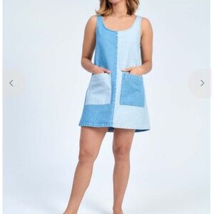 Two-Tone Blue Denim Dress